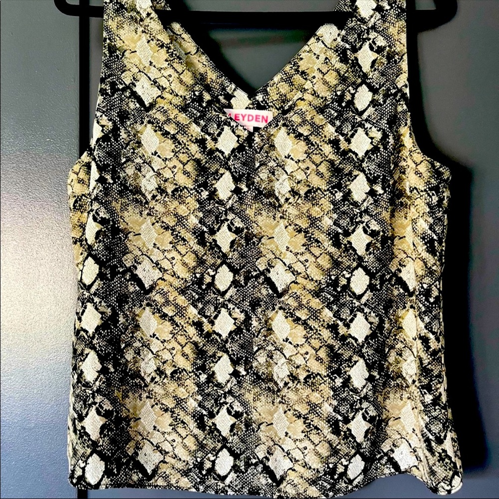 Tank top, snake skin print, thick straps, dressy or cute with jeans